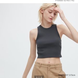 Uniqlo Ribbed Racer Back Cropped Tank Top